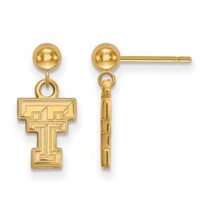 14k Gold Plated Silver Texas Tech University Ball Dangle Earrings